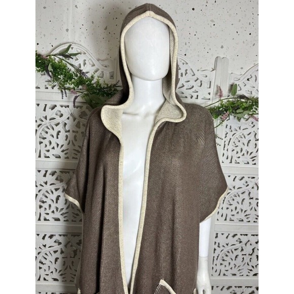 Soft Surroundings Women’s Missy One Size Brown Hoodie Poncho Cape - Picture 3 of 12